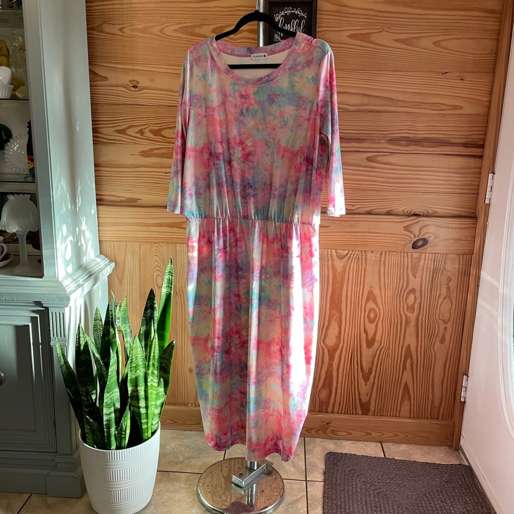 Nuggles Dress Tie Dye Pink Fluorescent